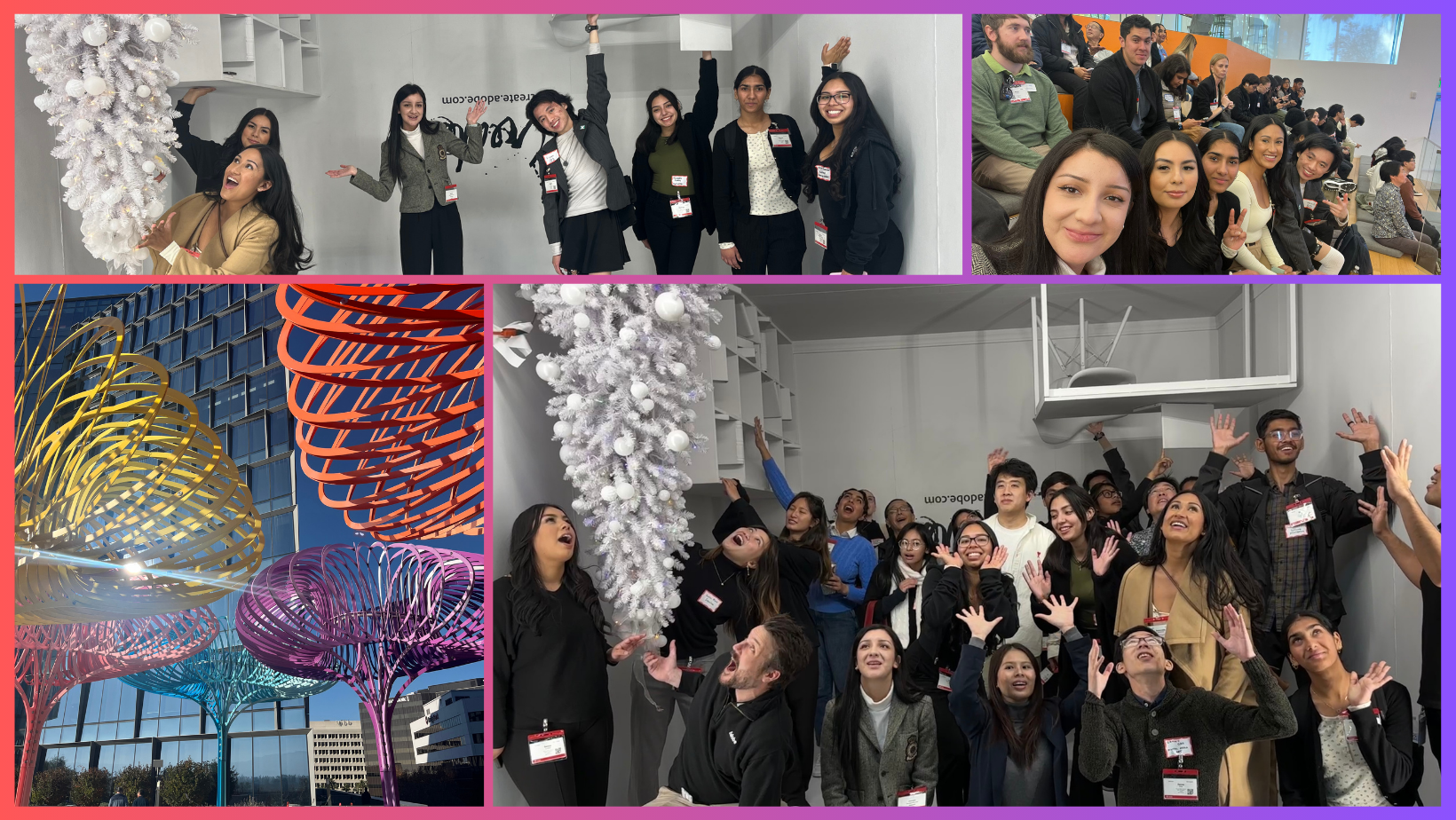 A photo collage of the HonorsX students during the Adobe Spartan Immersion Day in Spring 2025.