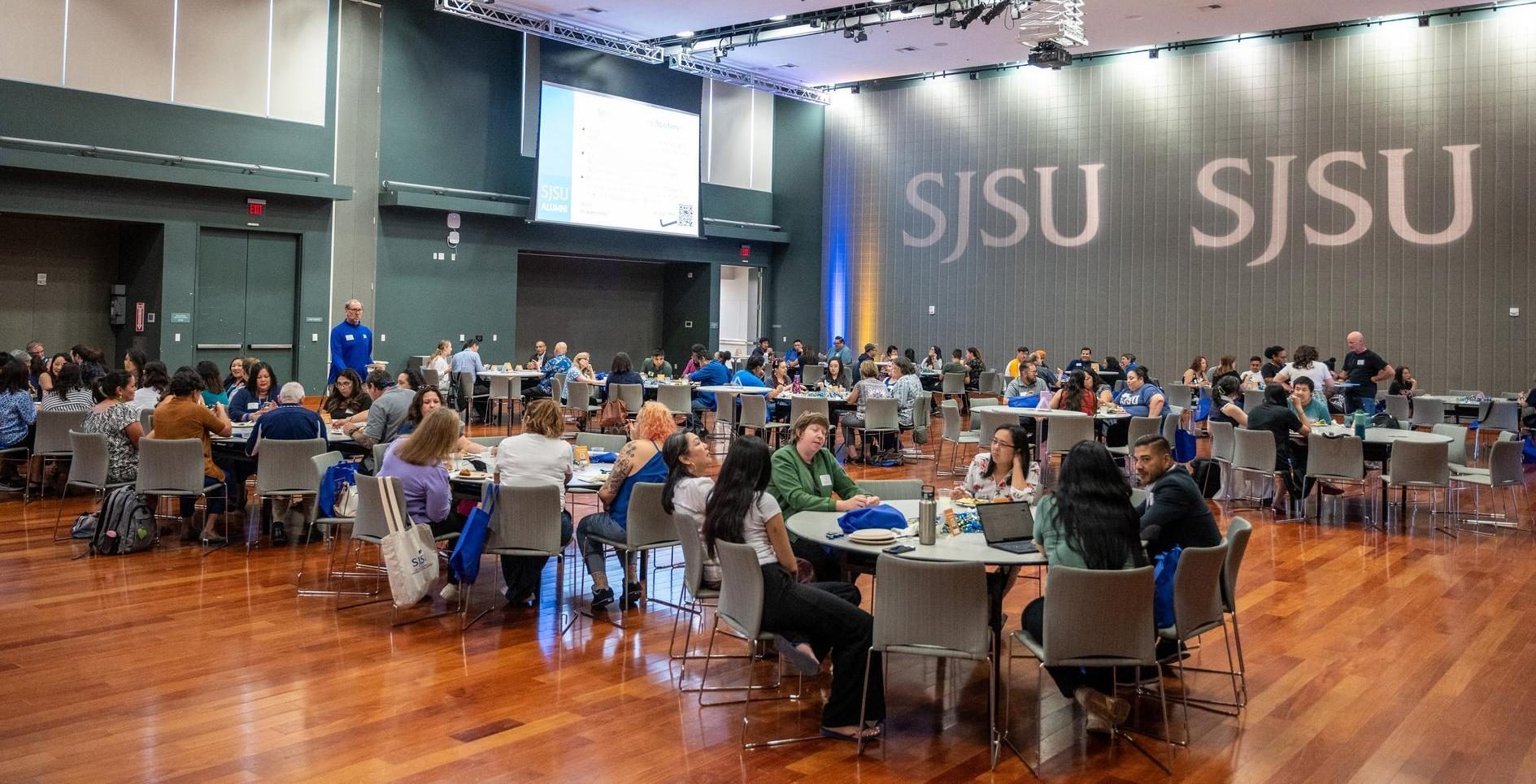 SJSU employees connect at a campus event focused on professional development and collaboration.