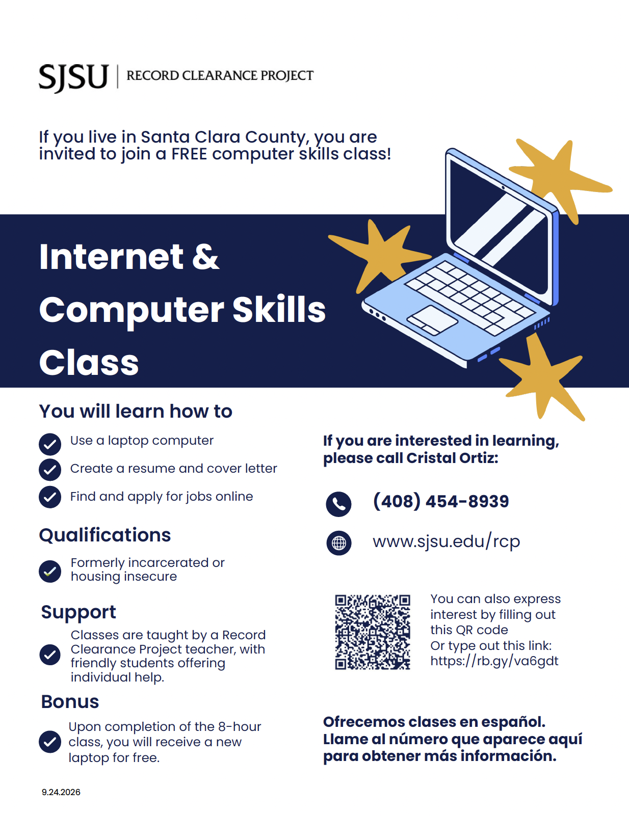 Computers and the Internet Classes flyer Computers and the Internet Classes flyer