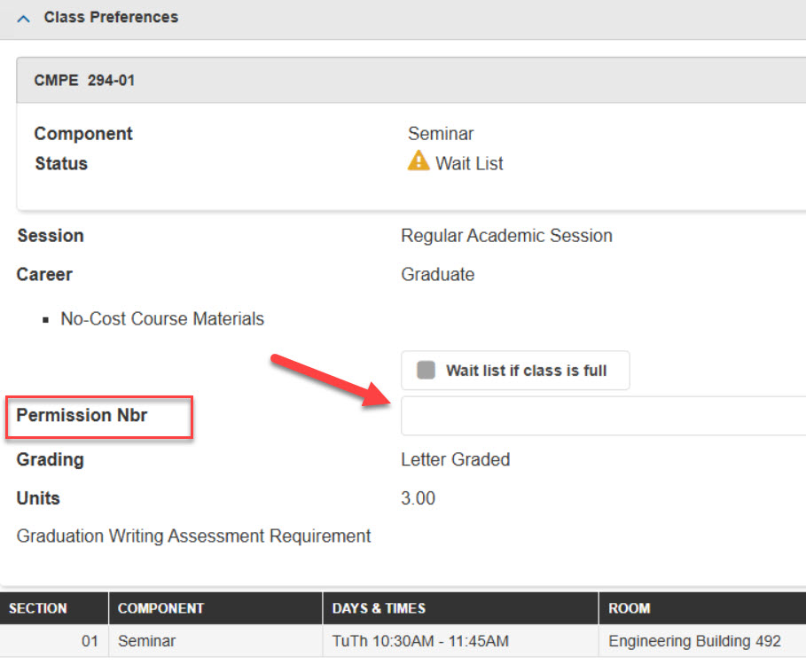 Permission Number box Permission Number box